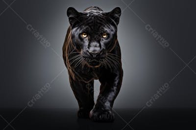 Jaguar negra em posição de caça