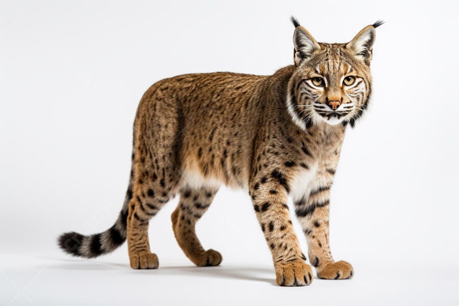 Lince-vermelho em fundo branco estúdio