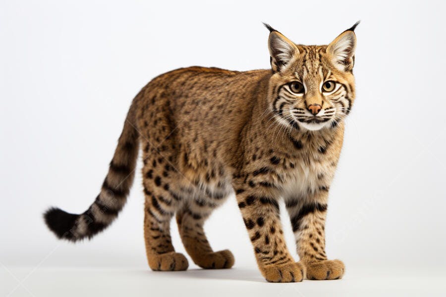 Lince-vermelho jovem em fundo branco