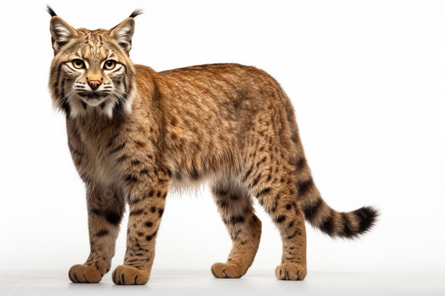 Lince-vermelho em fundo branco estúdio