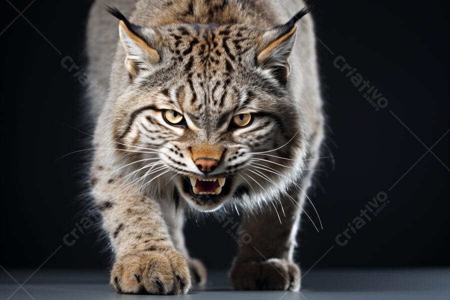 Lince Canadense ameaçador fundo escuro