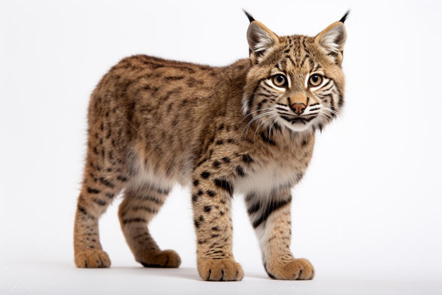 Lince-vermelho em fundo branco