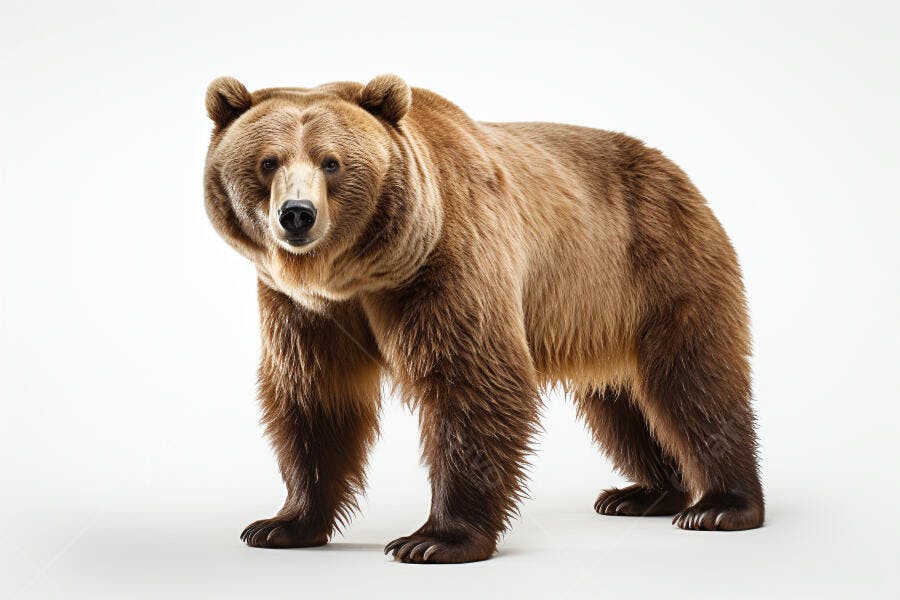 Urso marrom em fundo branco estúdio