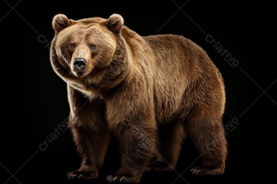 Urso marrom em fundo preto