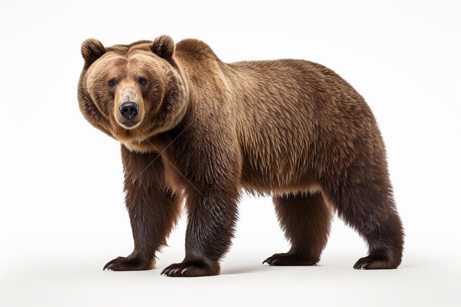 Urso marrom em fundo branco estúdio