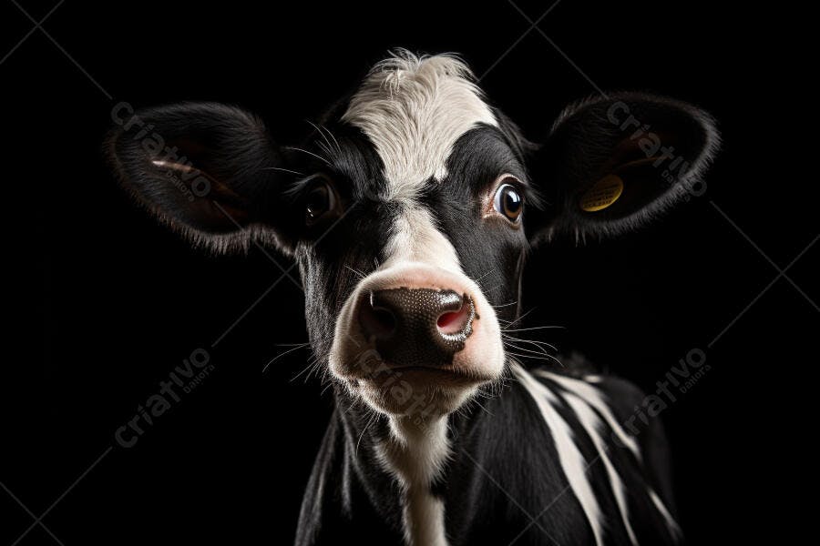 Bezerro curioso fundo preto e branco