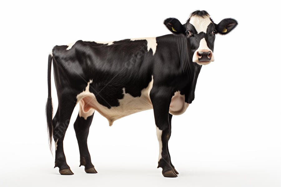 Vaca Holstein em fundo branco