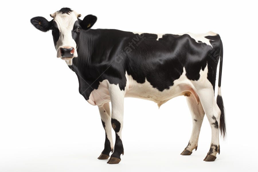 Vaca Holstein em fundo branco