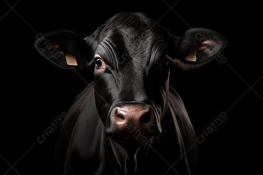 Vaca Negra fundo preto retrato