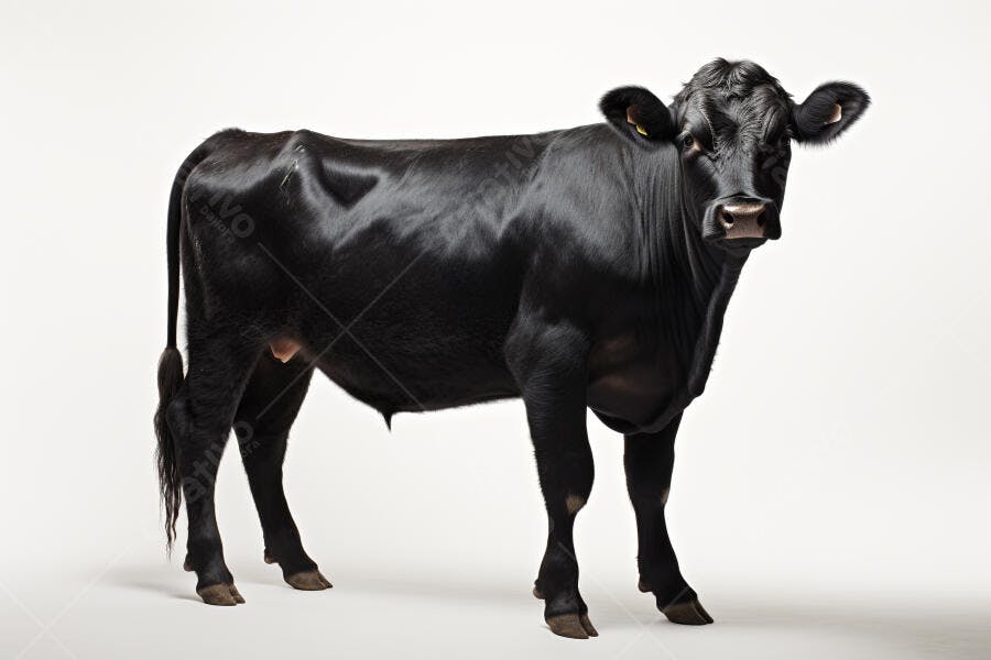 Vaca Negra em fundo branco estúdio