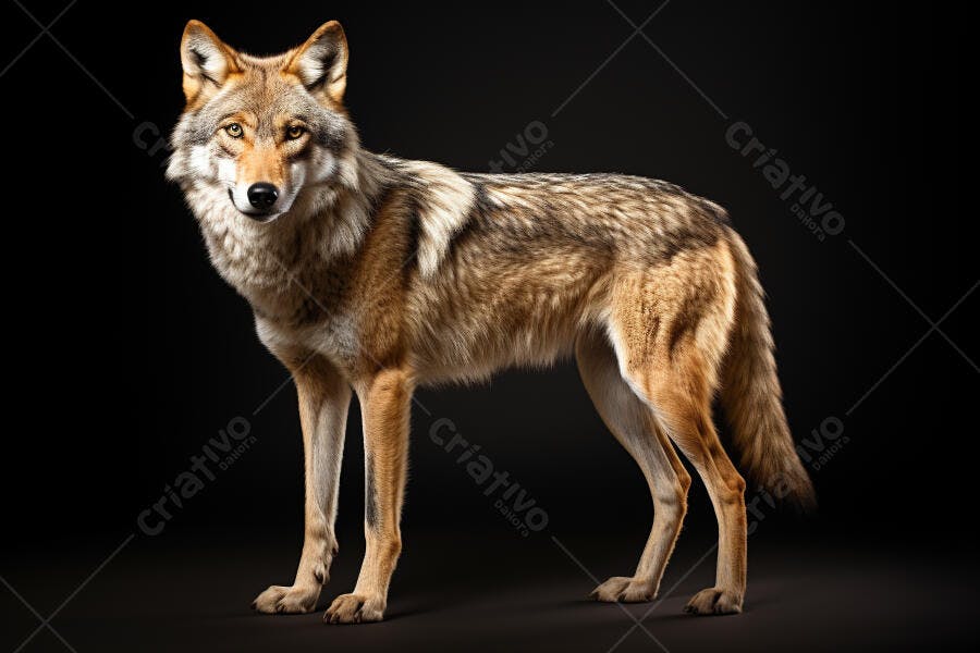 Lobo marrom em fundo preto estúdio