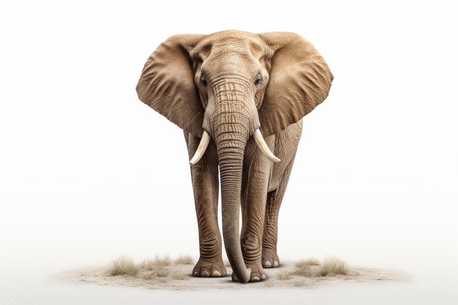Elefante Africano em fundo branco