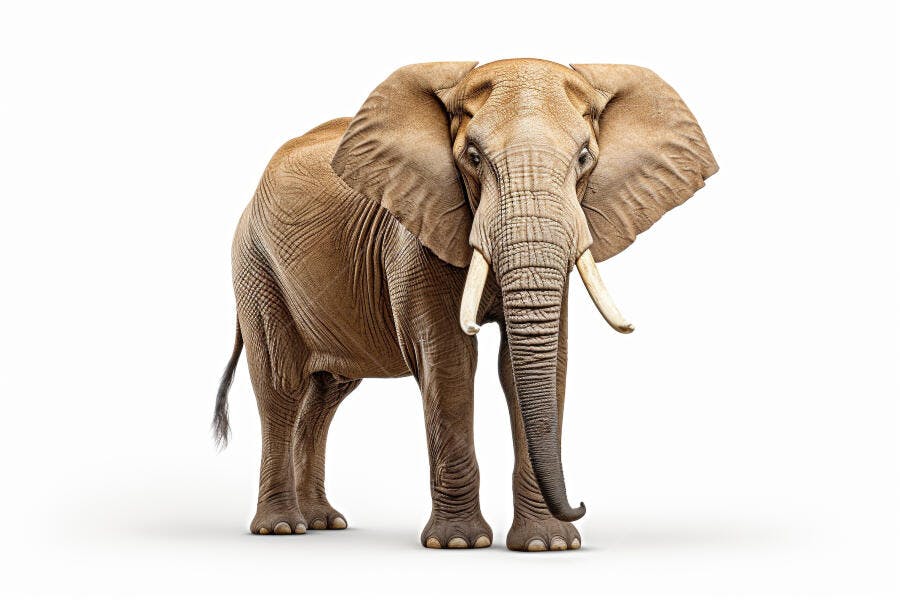 Elefante Africano adulto fundo branco