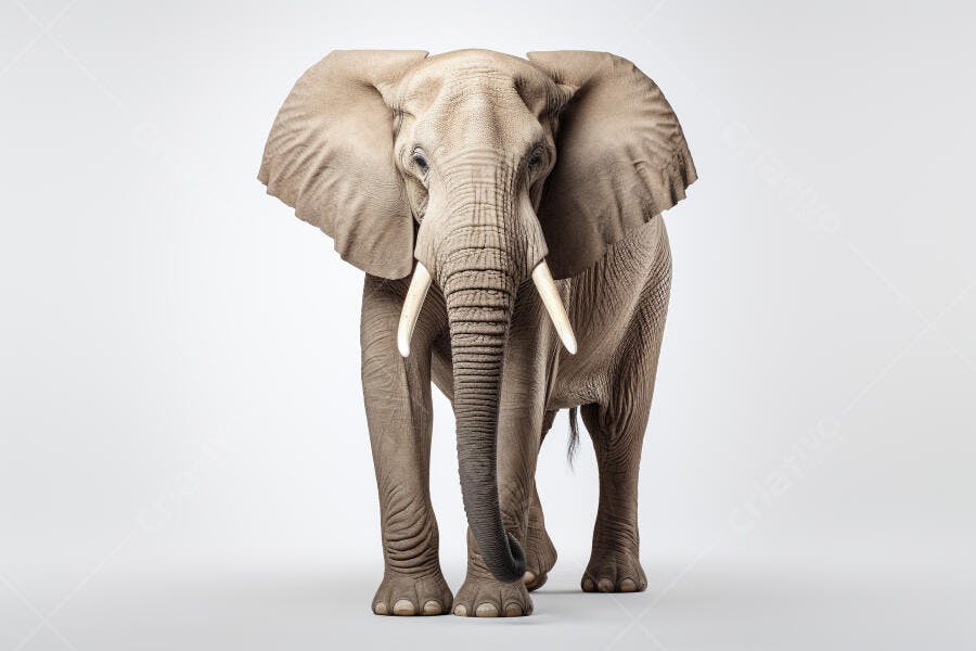 Elefante Africano em fundo branco