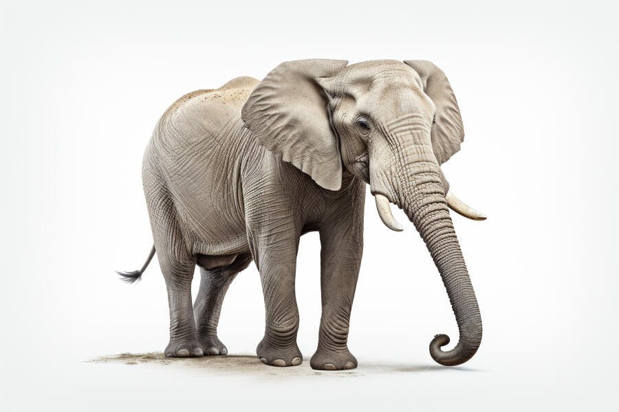 Elefante Africano em fundo branco