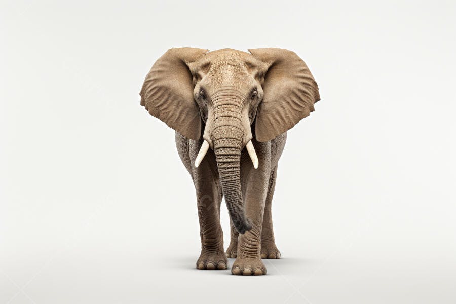Elefante Africano em fundo branco
