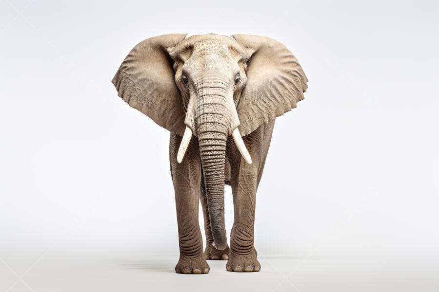 Elefante africano em fundo branco