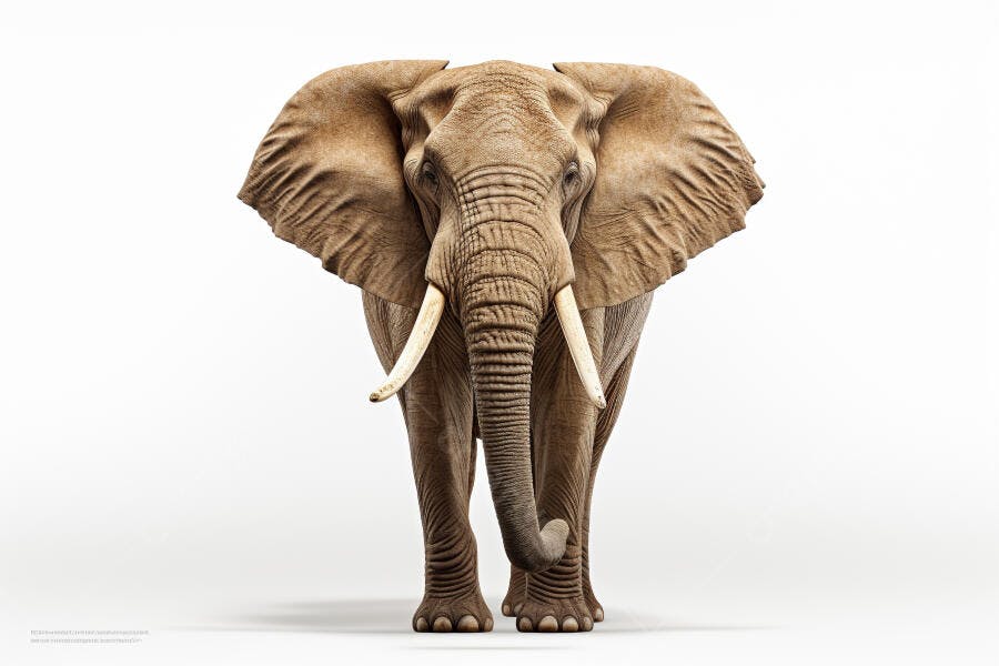 Elefante Africano em fundo branco