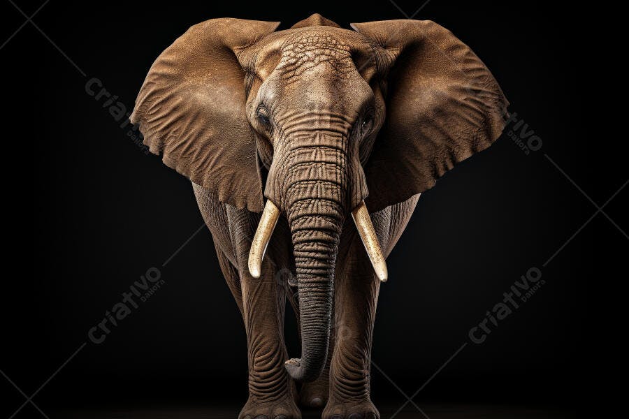 Elefante Africano em fundo preto