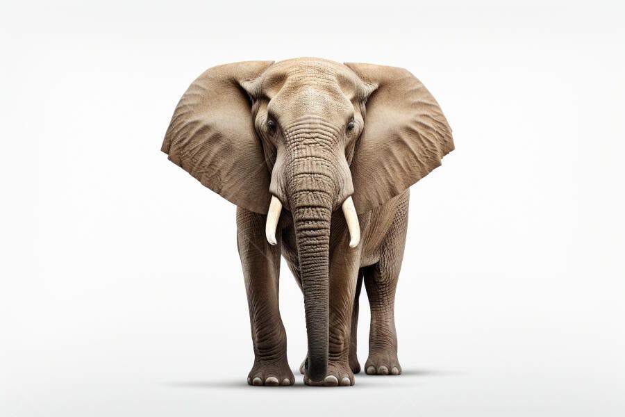 Elefante Africano em fundo branco