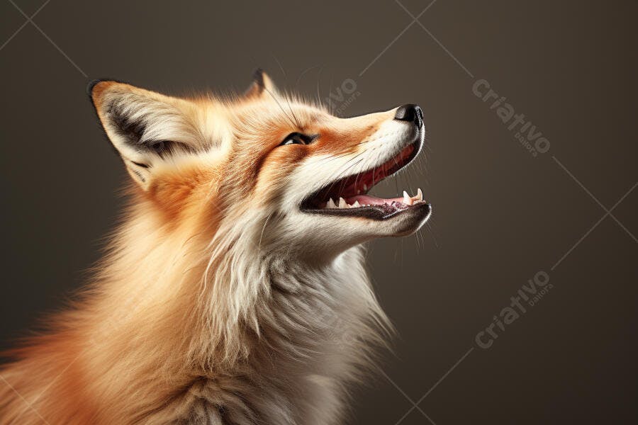 Raposa Vermelha sorrindo fundo marrom