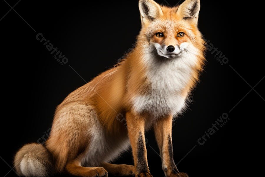 Raposa Vermelha em fundo preto