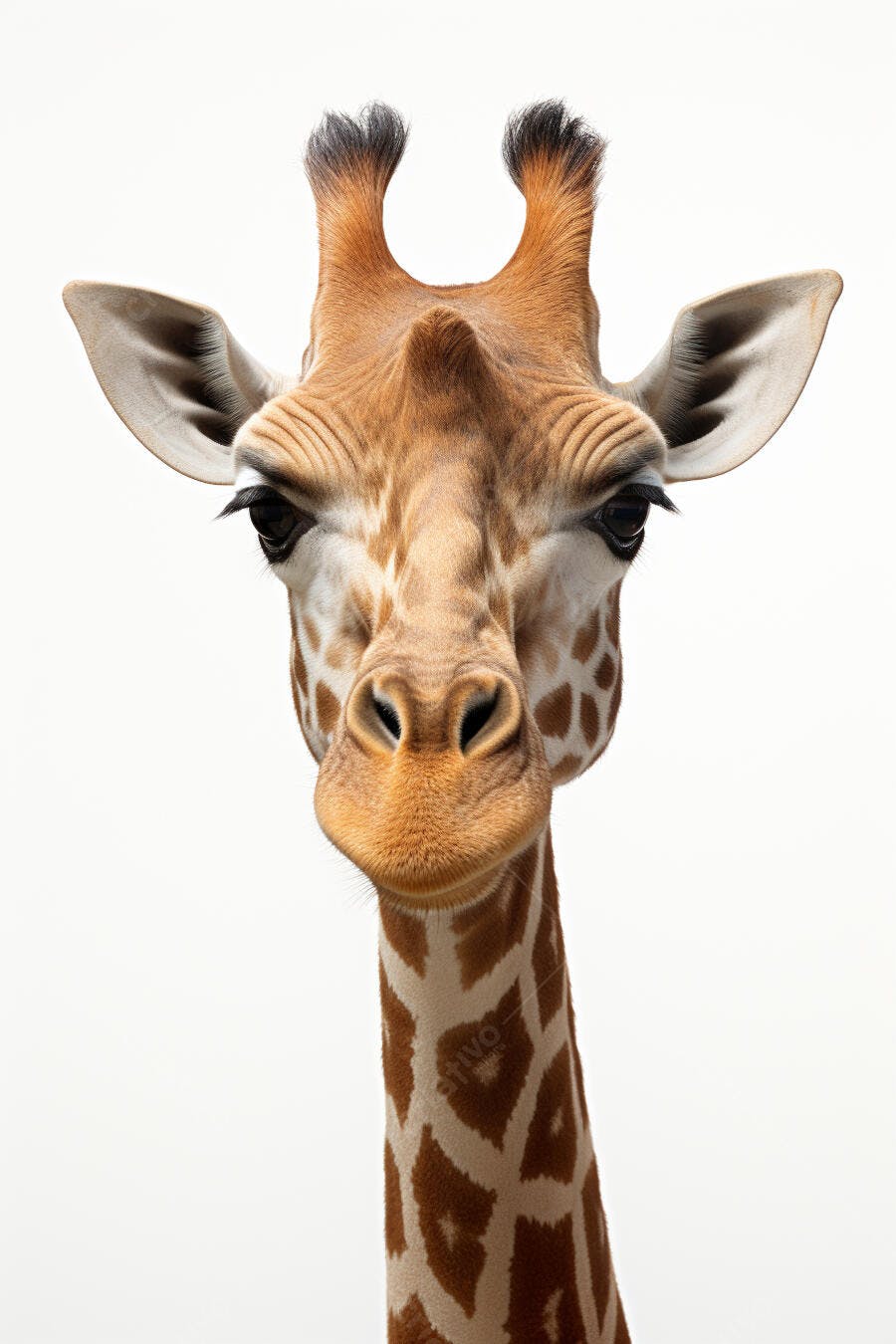 Girafa em close fundo branco