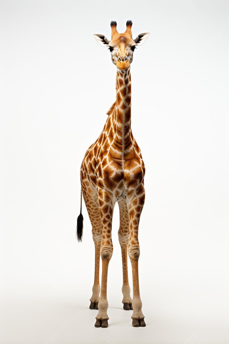 Girafa jovem fundo branco estúdio