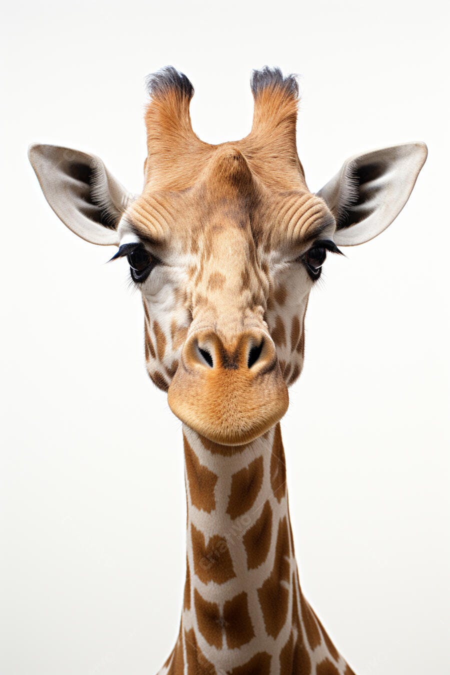 Girafa em close fundo branco