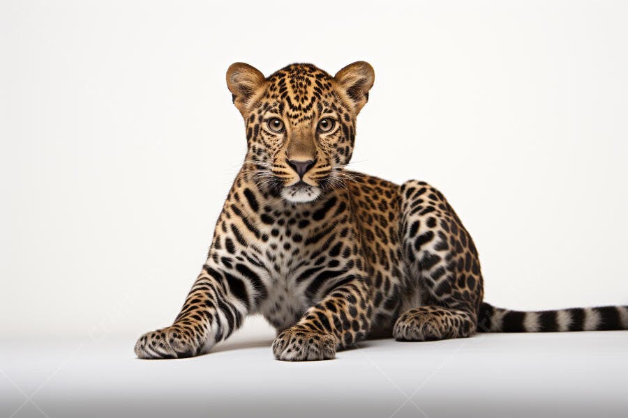 Leopardo jovem em fundo branco