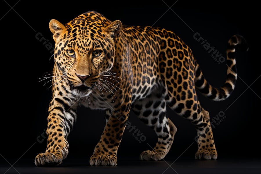 Leopardo em fundo preto retrato