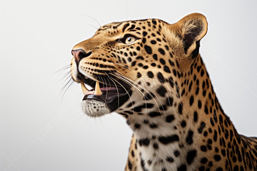 Leopardo em close fundo branco
