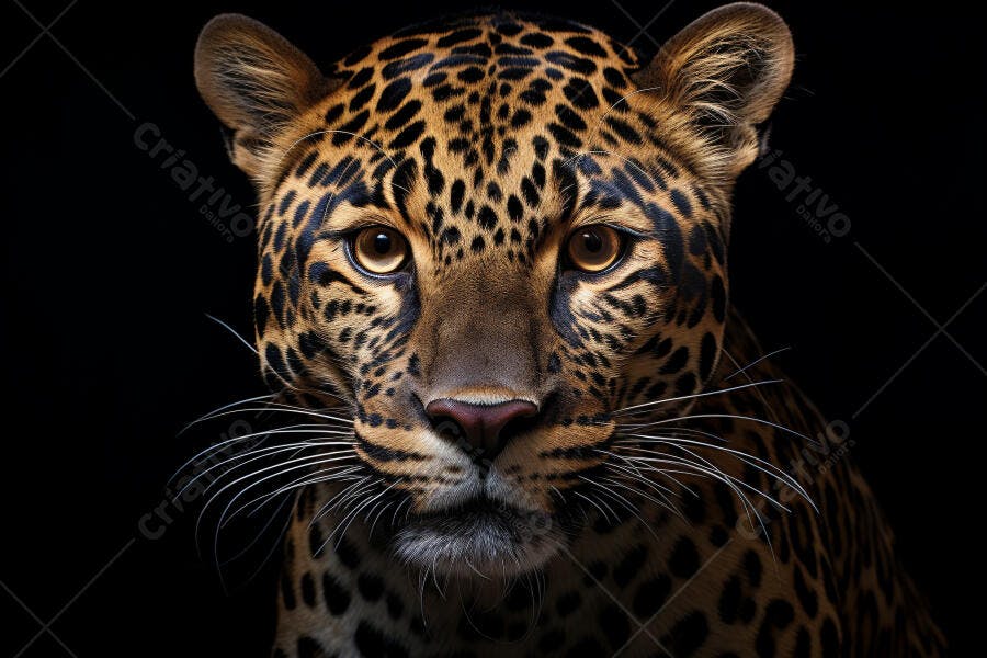 Leopardo Olhares Intensos Fundo Preto
