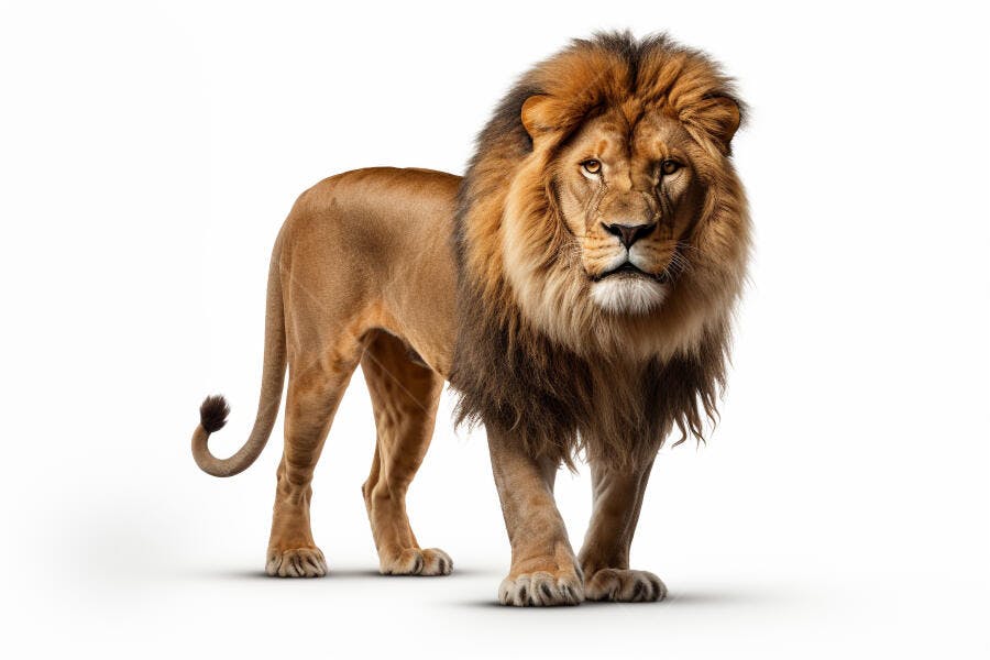 Leão africano em fundo branco
