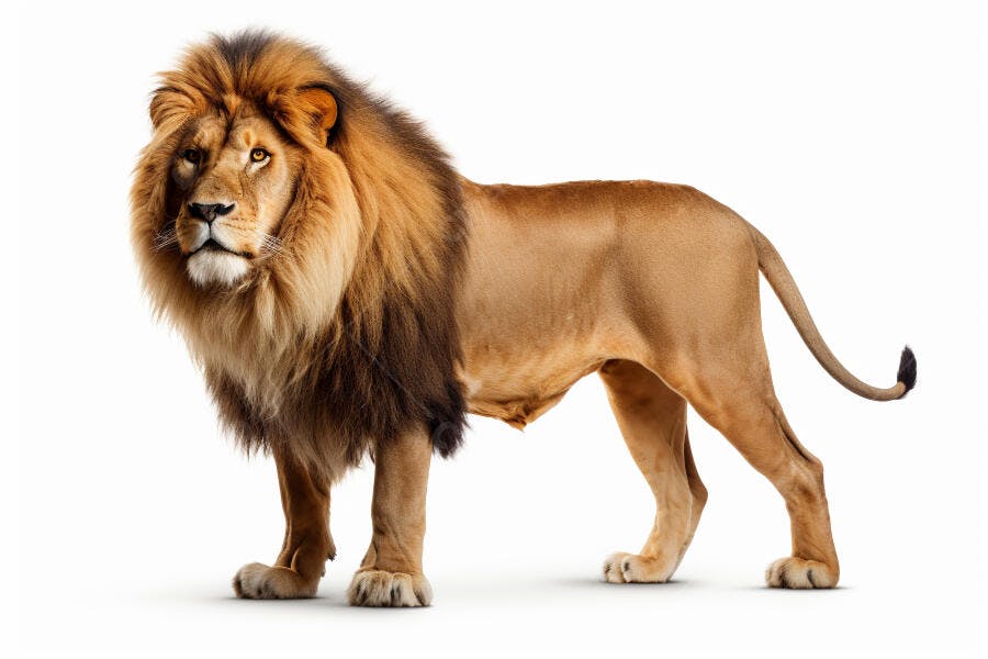 Leão africano em fundo branco