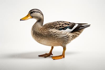 Pato-real sobre fundo branco - Mallard