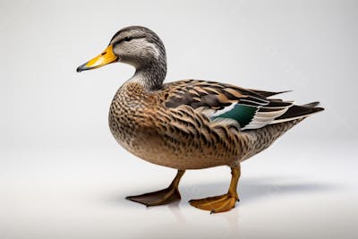 Pato-real sobre fundo branco - Mallard