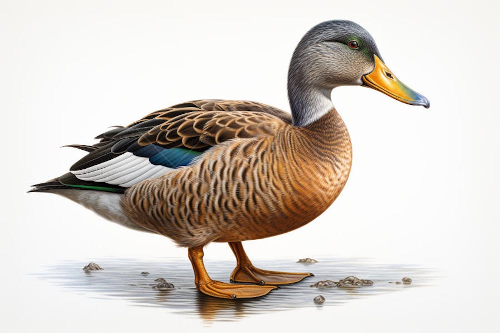 Pato-real sobre fundo branco - Mallard