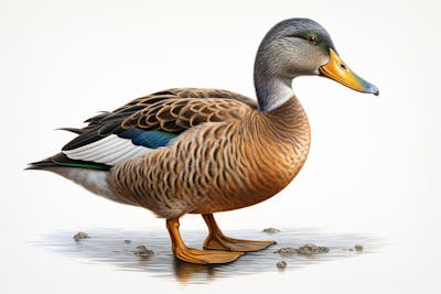 Pato-real sobre fundo branco - Mallard