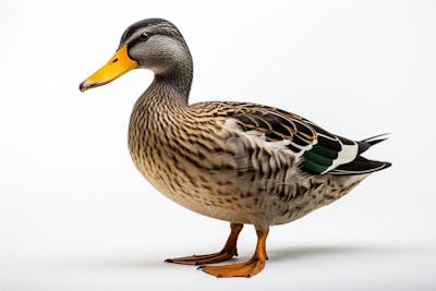 Pato-real sobre fundo branco - Mallard
