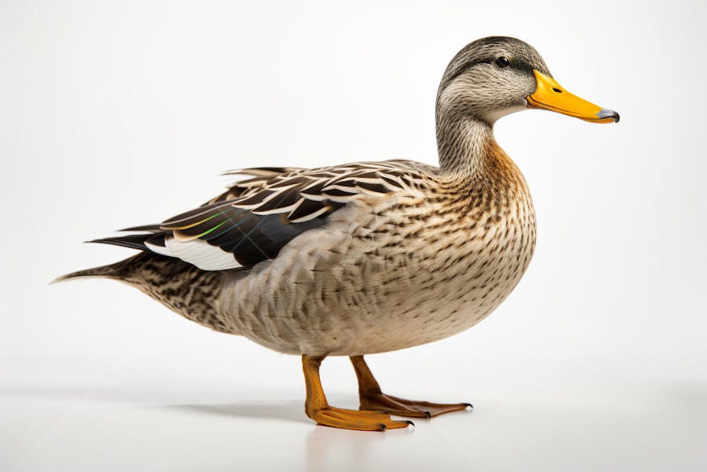 Pato-real sobre fundo branco - Mallard