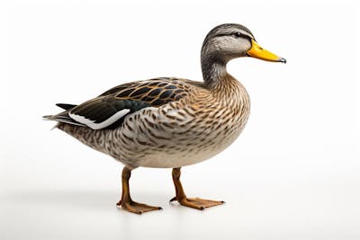 Pato-real sobre fundo branco - Mallard