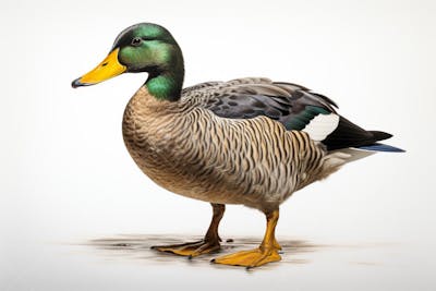 Pato-real sobre fundo branco - Mallard