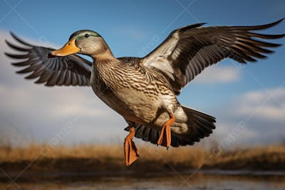 Pato-real sobre fundo branco - Mallard