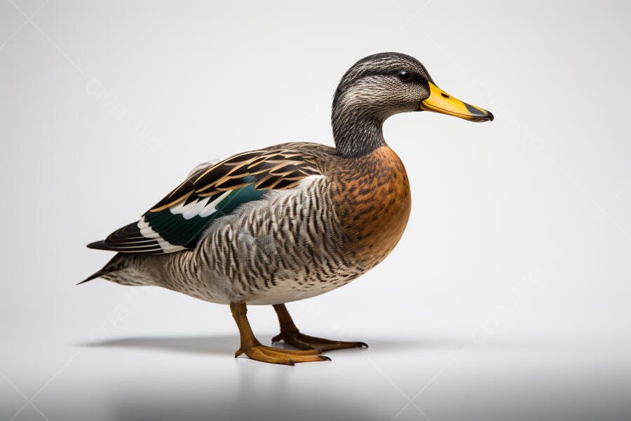 Pato Marreca em fundo branco estúdio