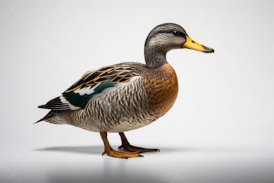 Pato-real sobre fundo branco - Mallard