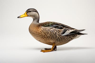 Pato-real sobre fundo branco - Mallard