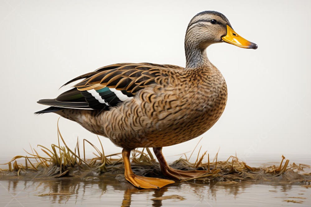 Pato-real sobre fundo branco - Mallard