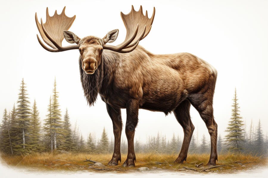 Alce majestoso em floresta boreal