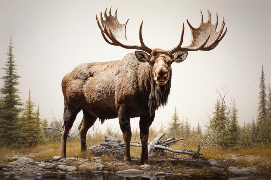 Alce Gigante na Floresta Boreal